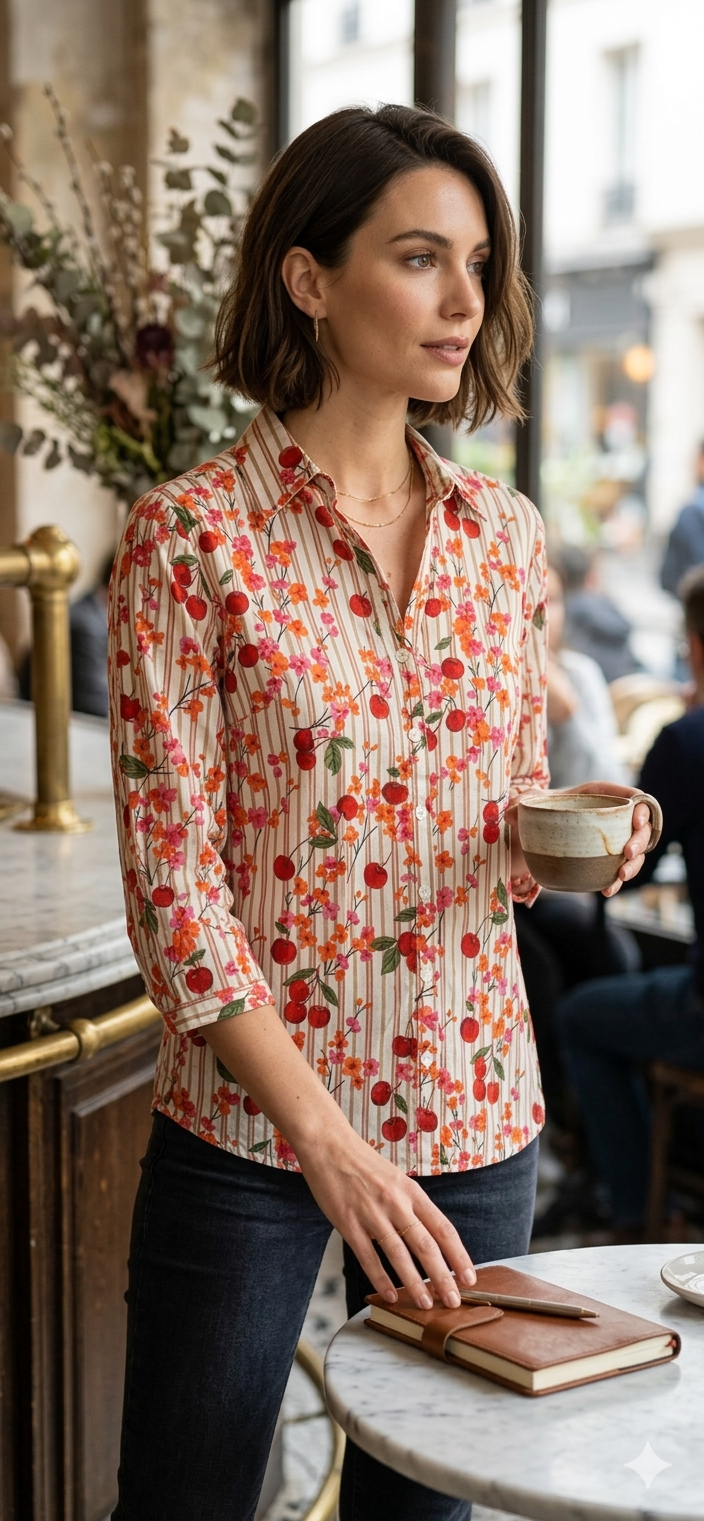 Chemise Cerises 🍒 rose Collection Palme
