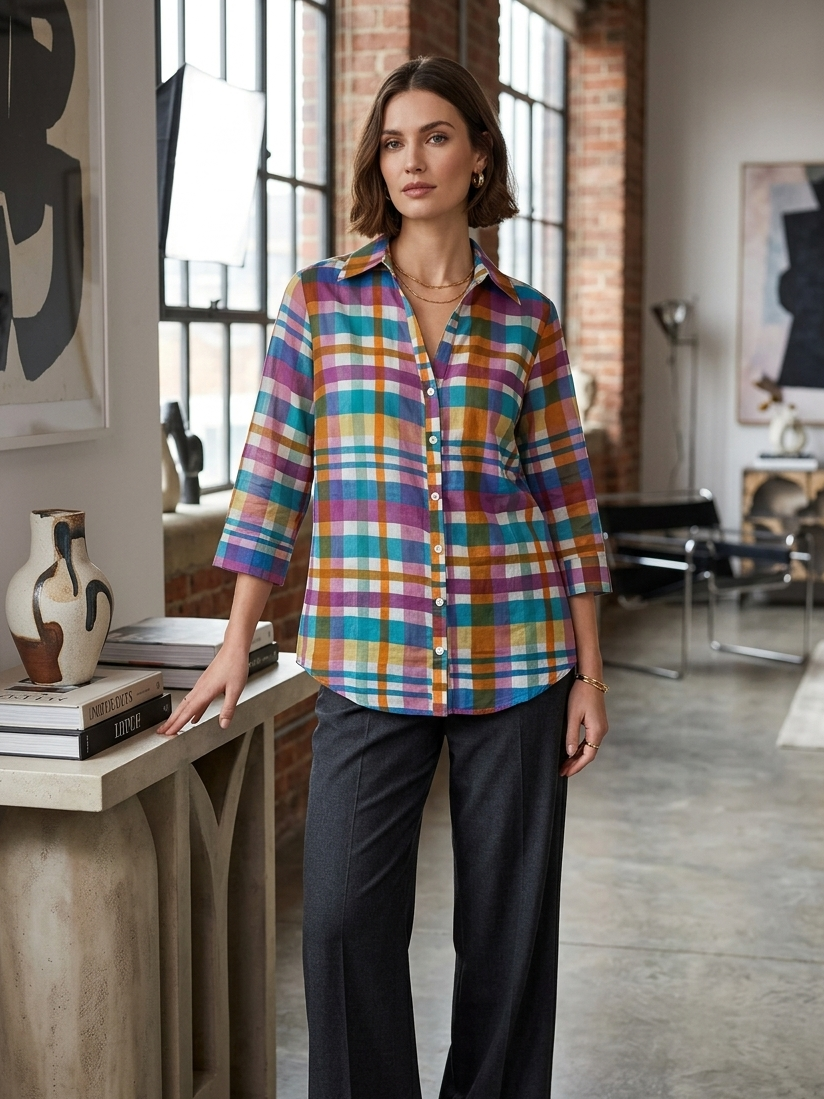 Chemise carreaux parme collection Palme