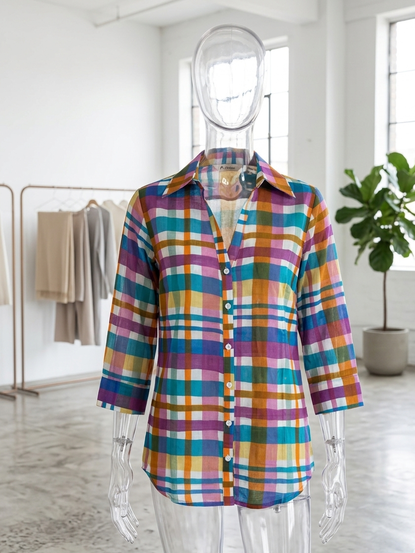 Chemise carreaux parme collection Palme