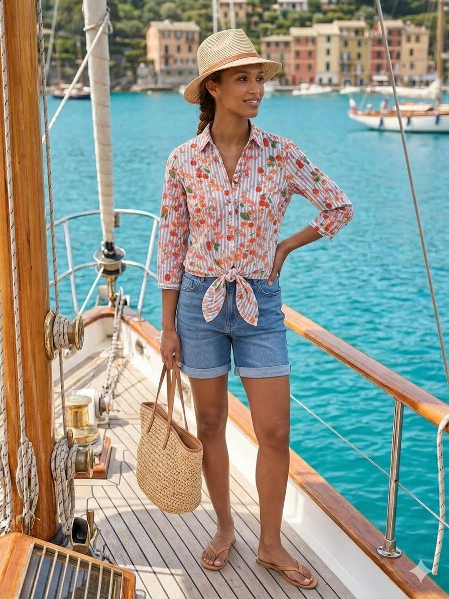 Chemise Cerises bleu Collection Palme