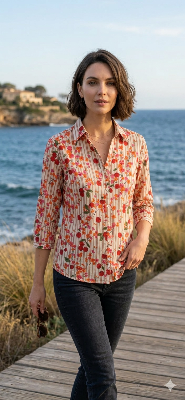 Chemise Cerises 🍒 rose Collection Palme