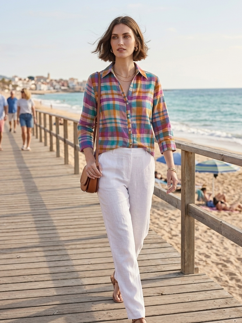 Chemise carreaux parme collection Palme