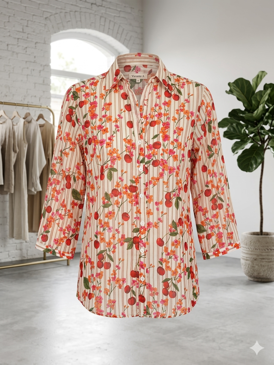 Chemise Cerises 🍒 rose Collection Palme