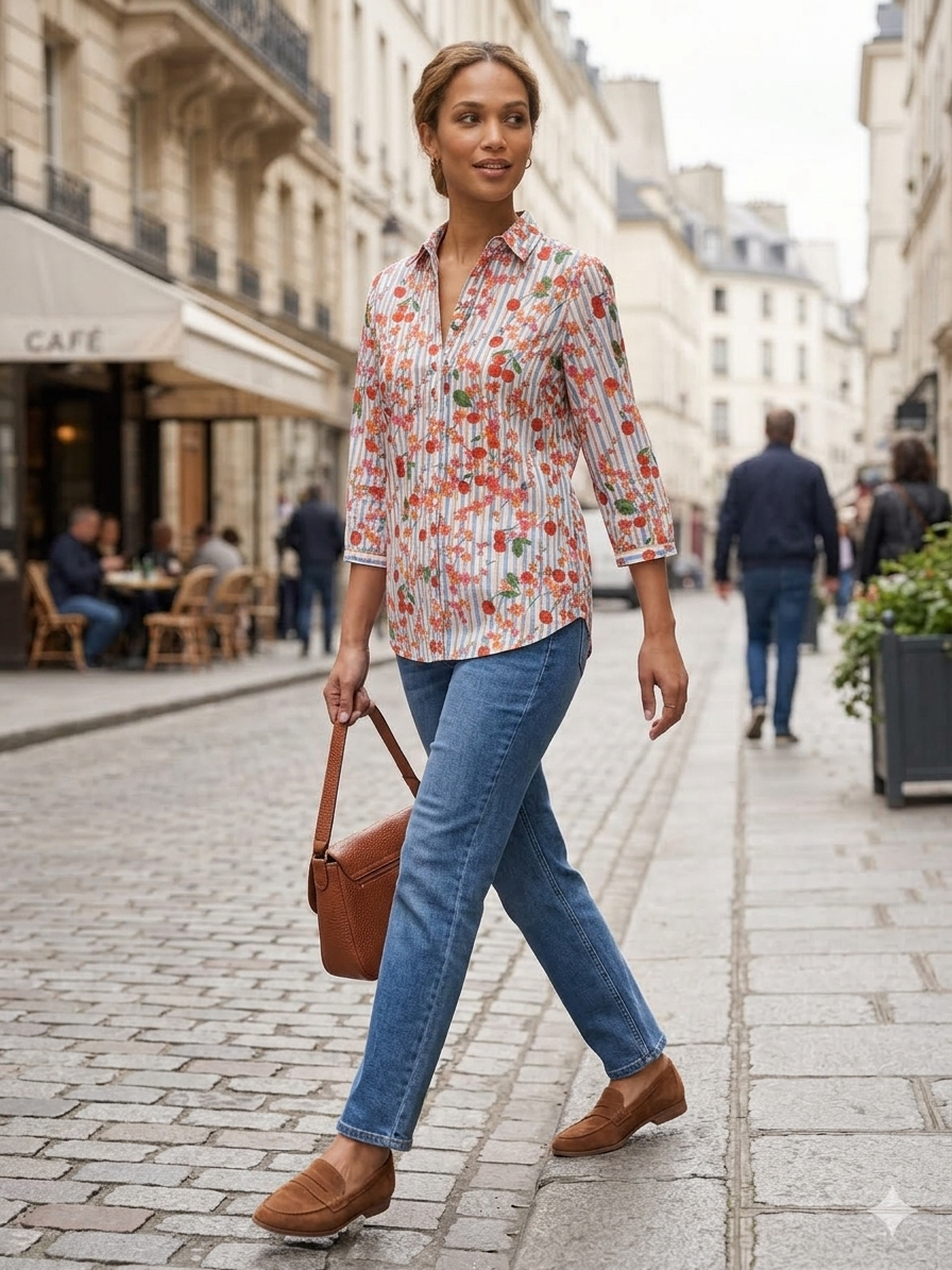 Chemise Cerises bleu Collection Palme
